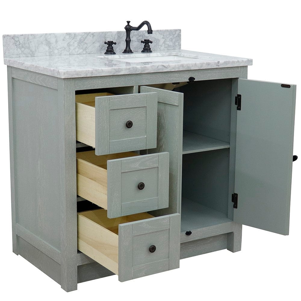 Bellaterra 37" Single vanity in Gray Ash Finish - Right doors/Right Sink 400100-37R-GYA