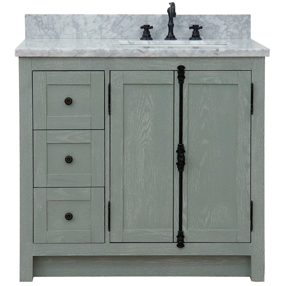 Bellaterra 37" Single vanity in Gray Ash Finish - Right doors/Right Sink 400100-37R-GYA