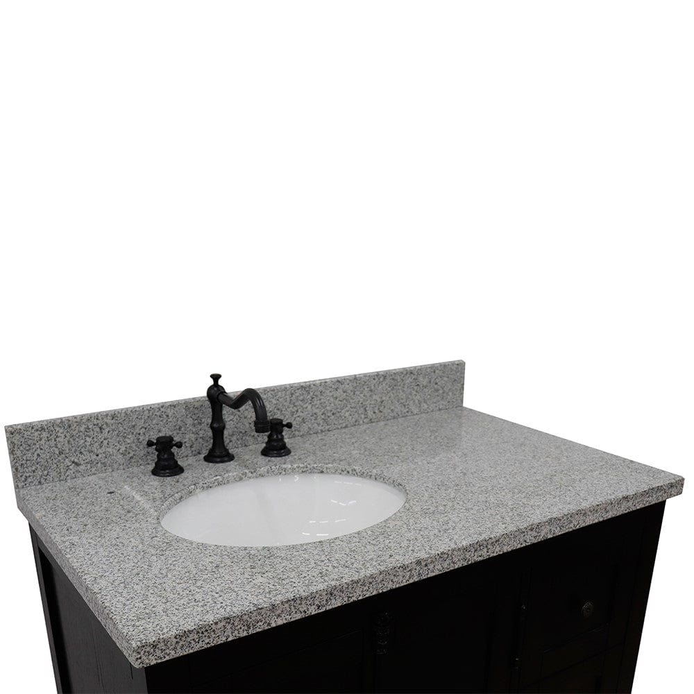 Bellaterra 37" Single Vanity Brown Ash Finish - Left Door/Left Sink 400100-37L-BA