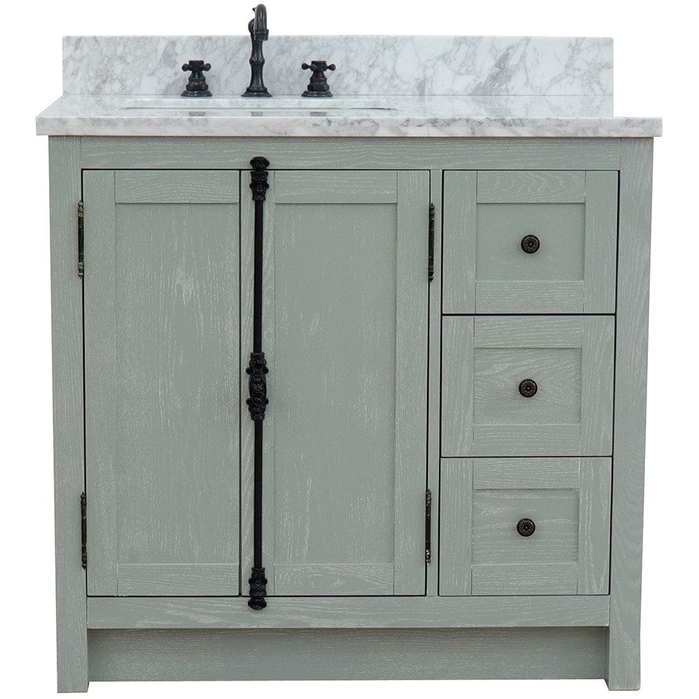 Bellaterra 37" Single vanity in Gray Ash Finish - Left doors/Left Sink 400100-37L-GYA