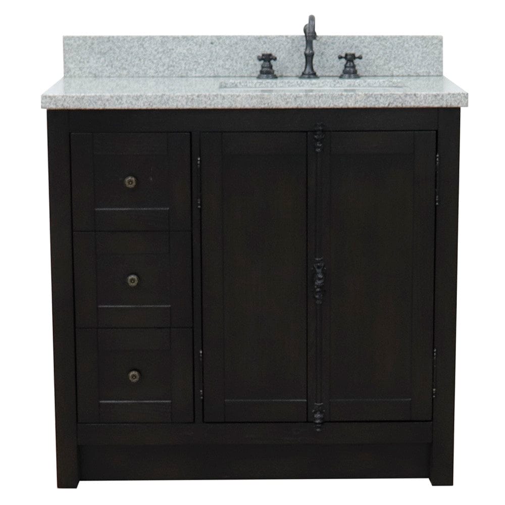 Bellaterra 37" Single Vanity in Brown Ash Finish Right doors/Right Sink 400100-37R-BA