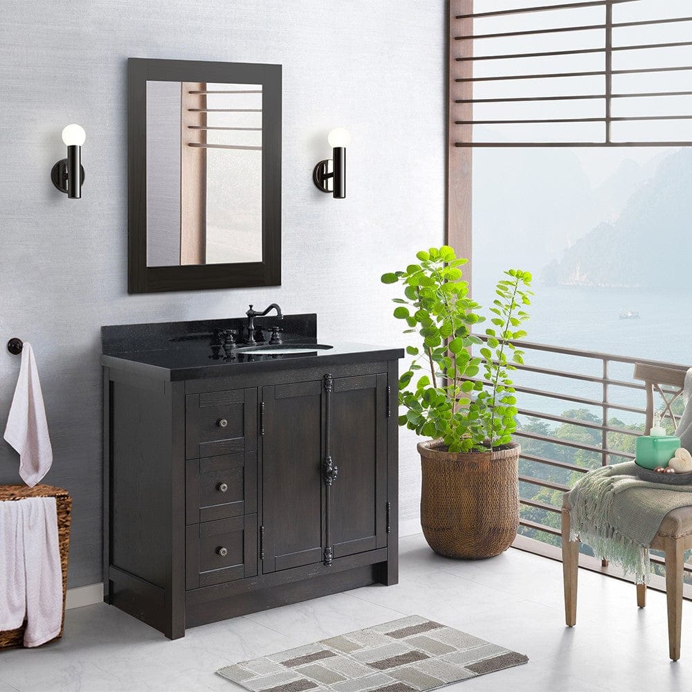 Bellaterra 37" Single Vanity in Brown Ash Finish Right doors/Right Sink 400100-37R-BA