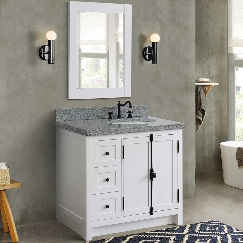 Bellaterra 37" Single vanity in Glacier Ash Finish - Right doors/Right Sink 400100-37R-GA