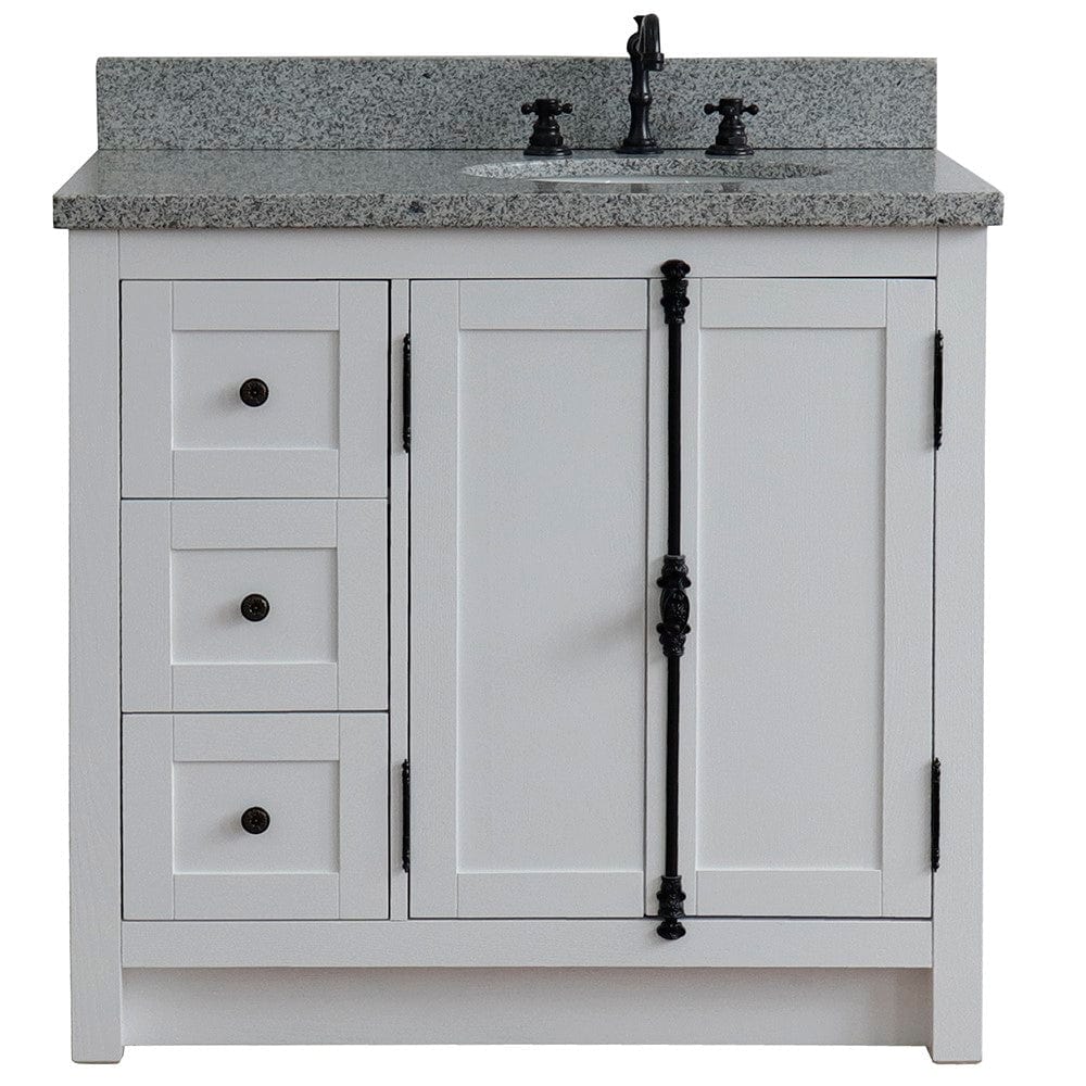 Bellaterra 37" Single vanity in Glacier Ash Finish - Right doors/Right Sink 400100-37R-GA