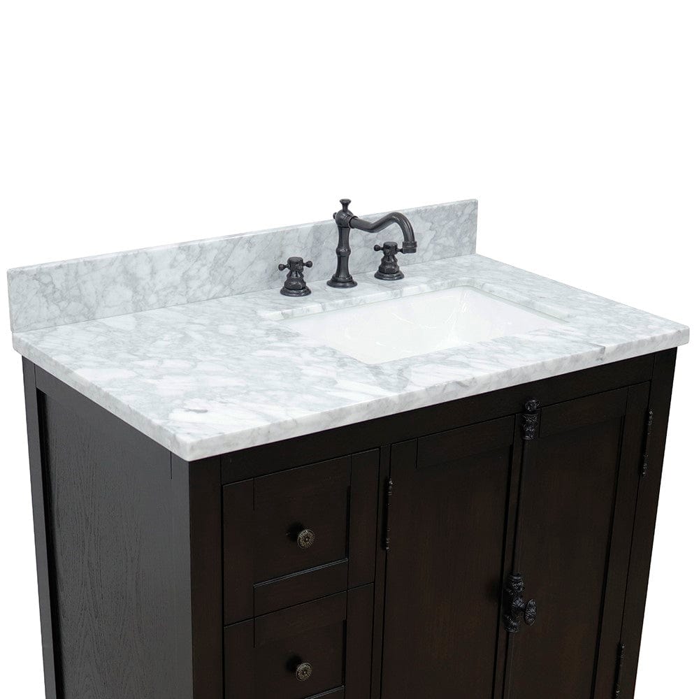 Bellaterra 37" Single Vanity in Brown Ash Finish Right doors/Right Sink 400100-37R-BA