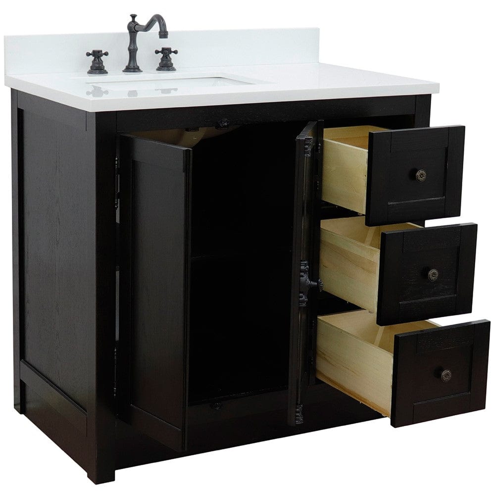 Bellaterra 37" Single Vanity Brown Ash Finish - Left Door/Left Sink 400100-37L-BA