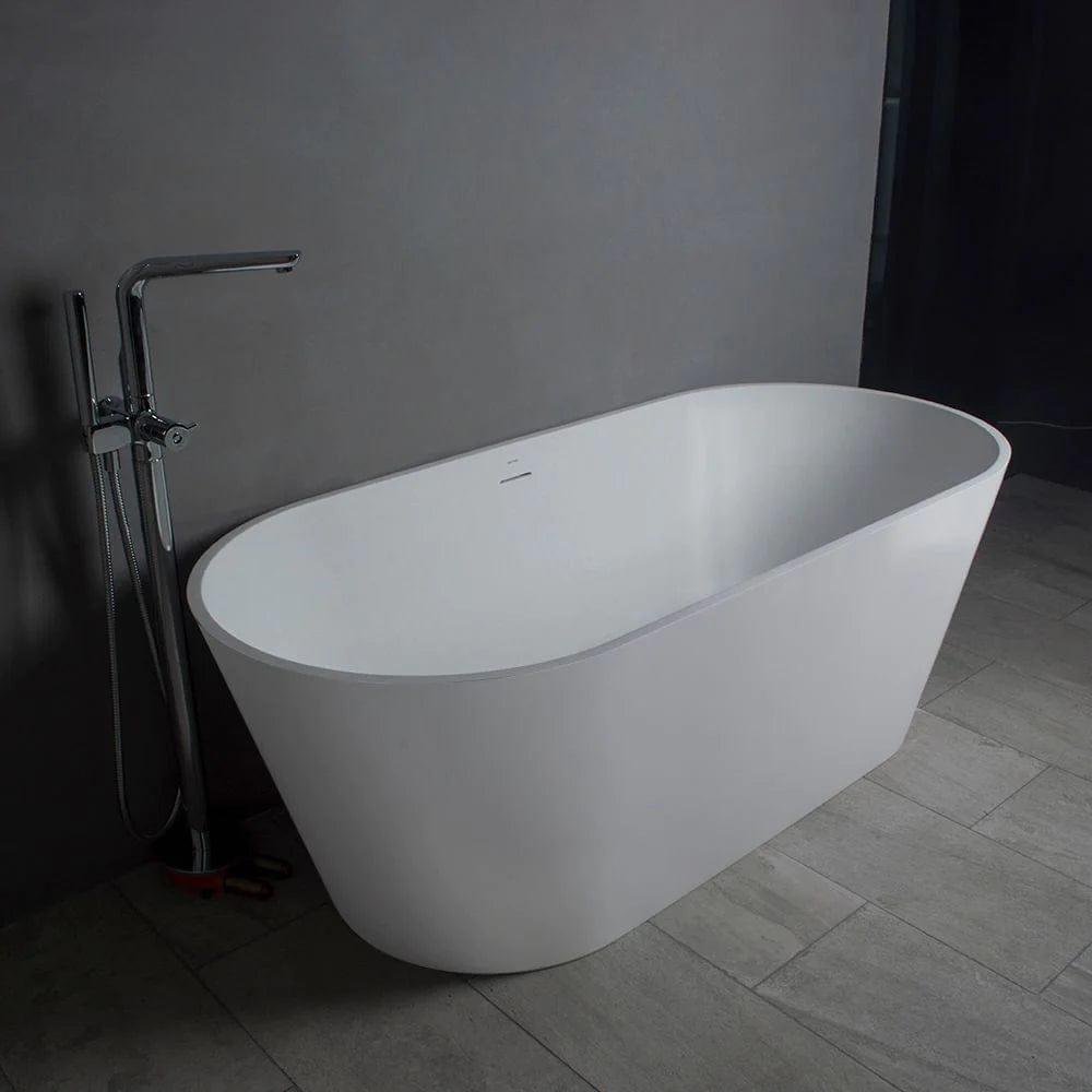 Vanity Art 65" or 59" Flatbottom Freestanding Solid Surface Resin Stone Bathtub Glossy