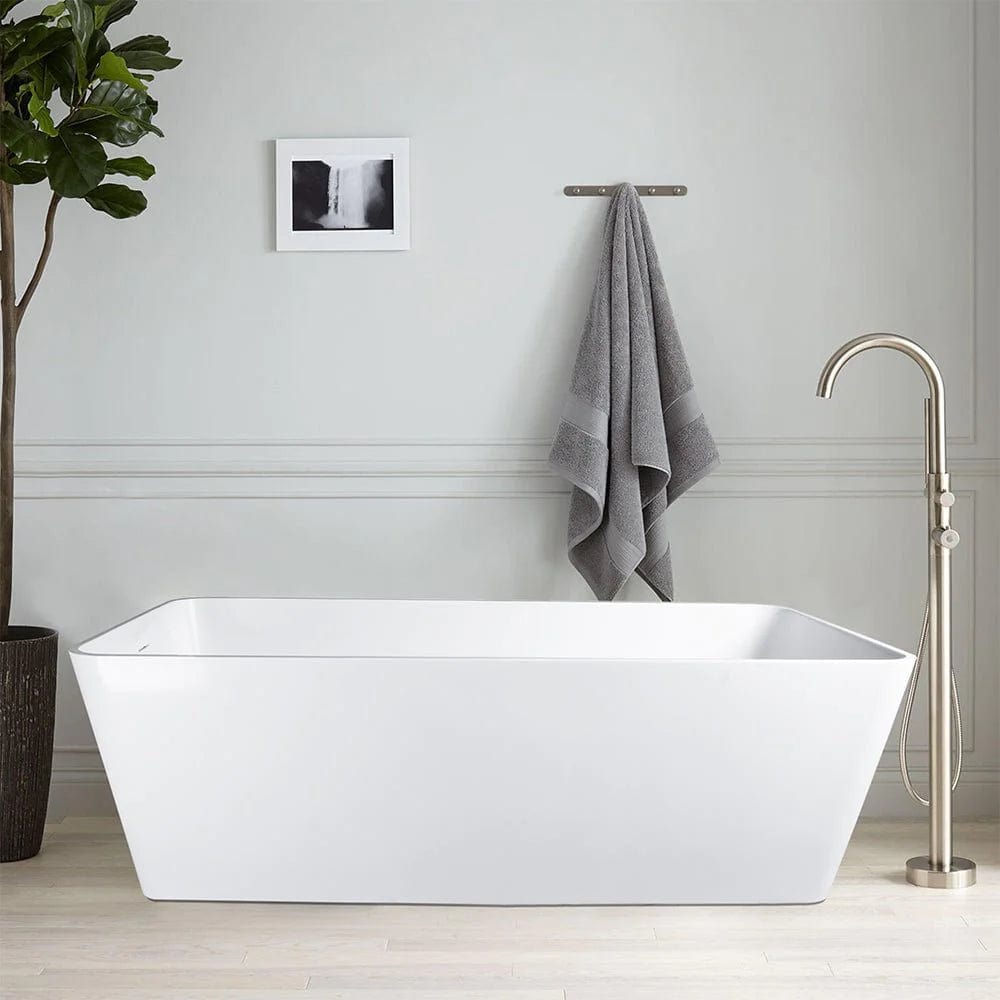 Vanity Art 67" or 59" Flatbottom Freestanding Solid Surface Resin Stone Bathtub Matte