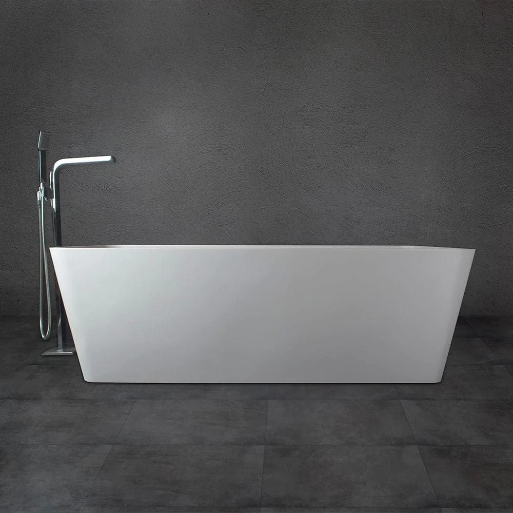 Vanity Art 67" or 59" Flatbottom Freestanding Solid Surface Resin Stone Bathtub Glossy