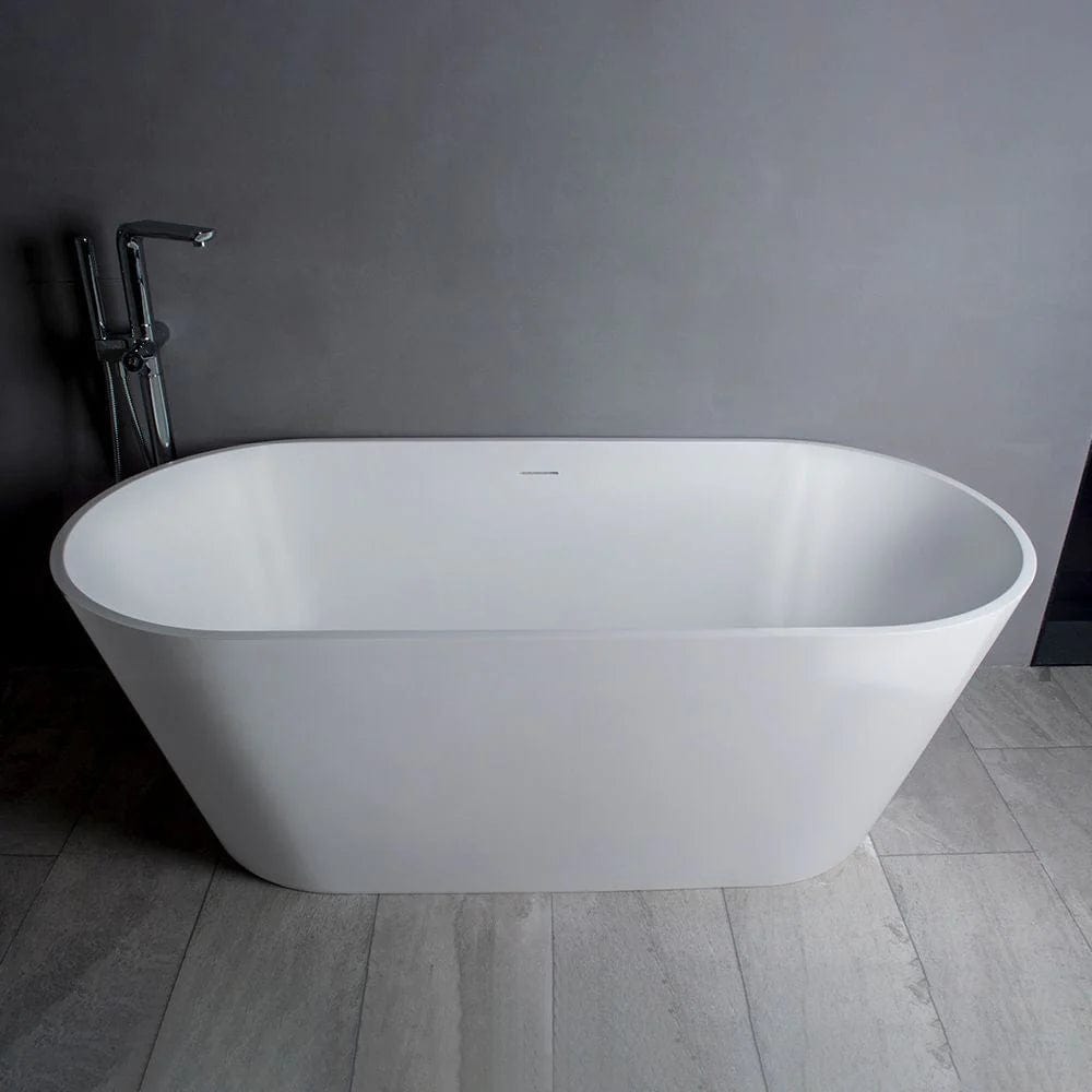 Vanity Art 65" or 59" Flatbottom Freestanding Solid Surface Resin Stone Bathtub Matte