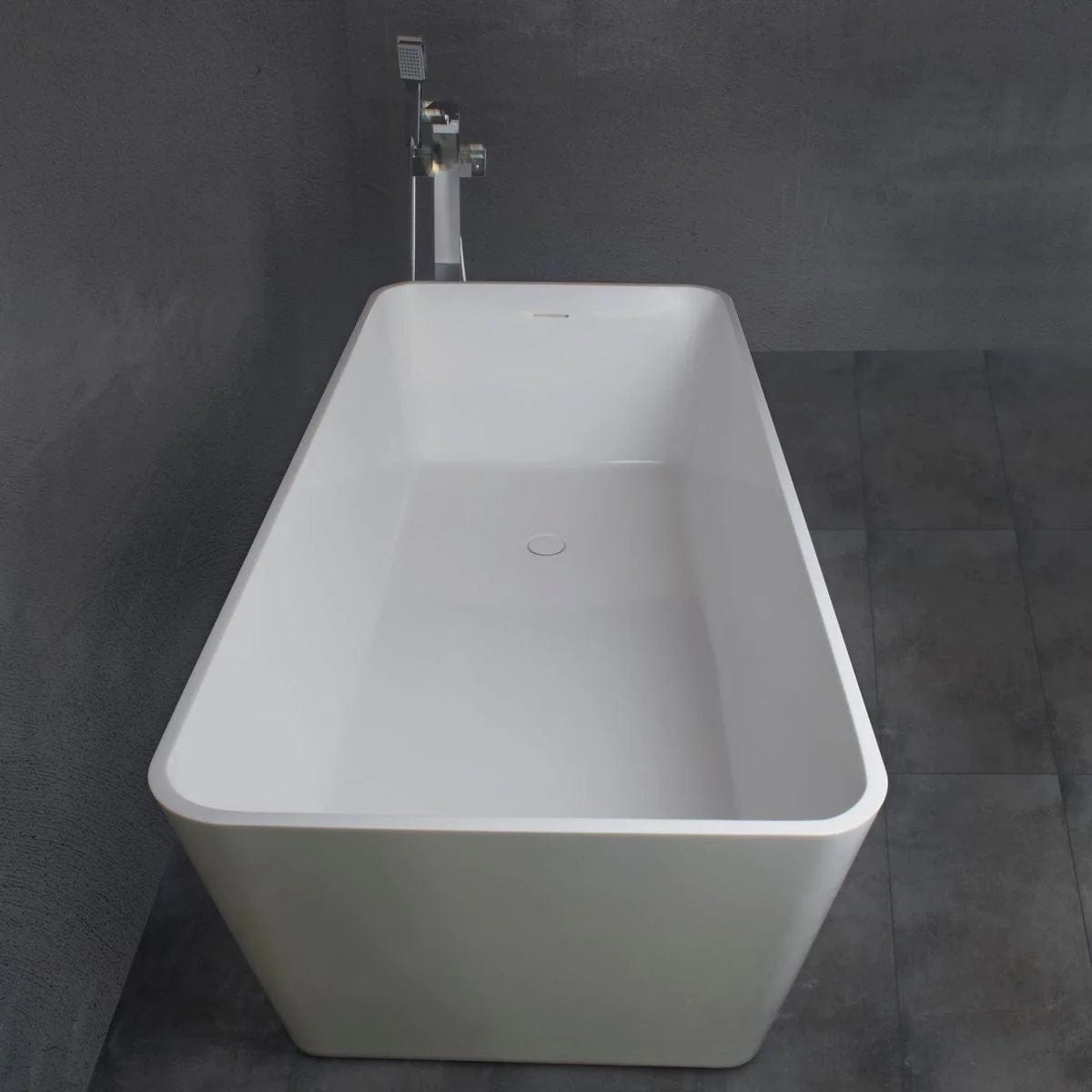 Vanity Art 67" or 59" Flatbottom Freestanding Solid Surface Resin Stone Bathtub Matte