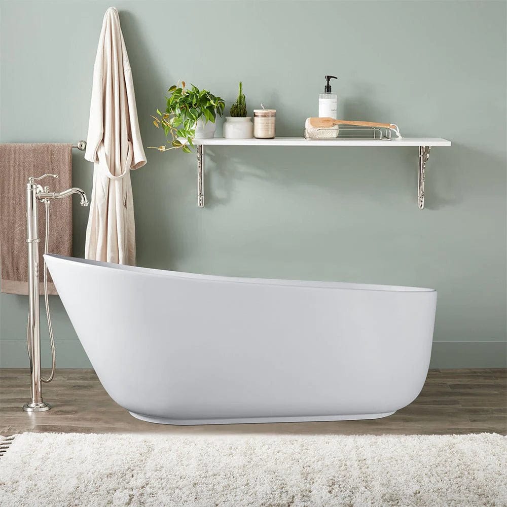 Vanity Art 67" or 59" Flatbottom Freestanding Solid Surface Resin Stone Bathtub Matte