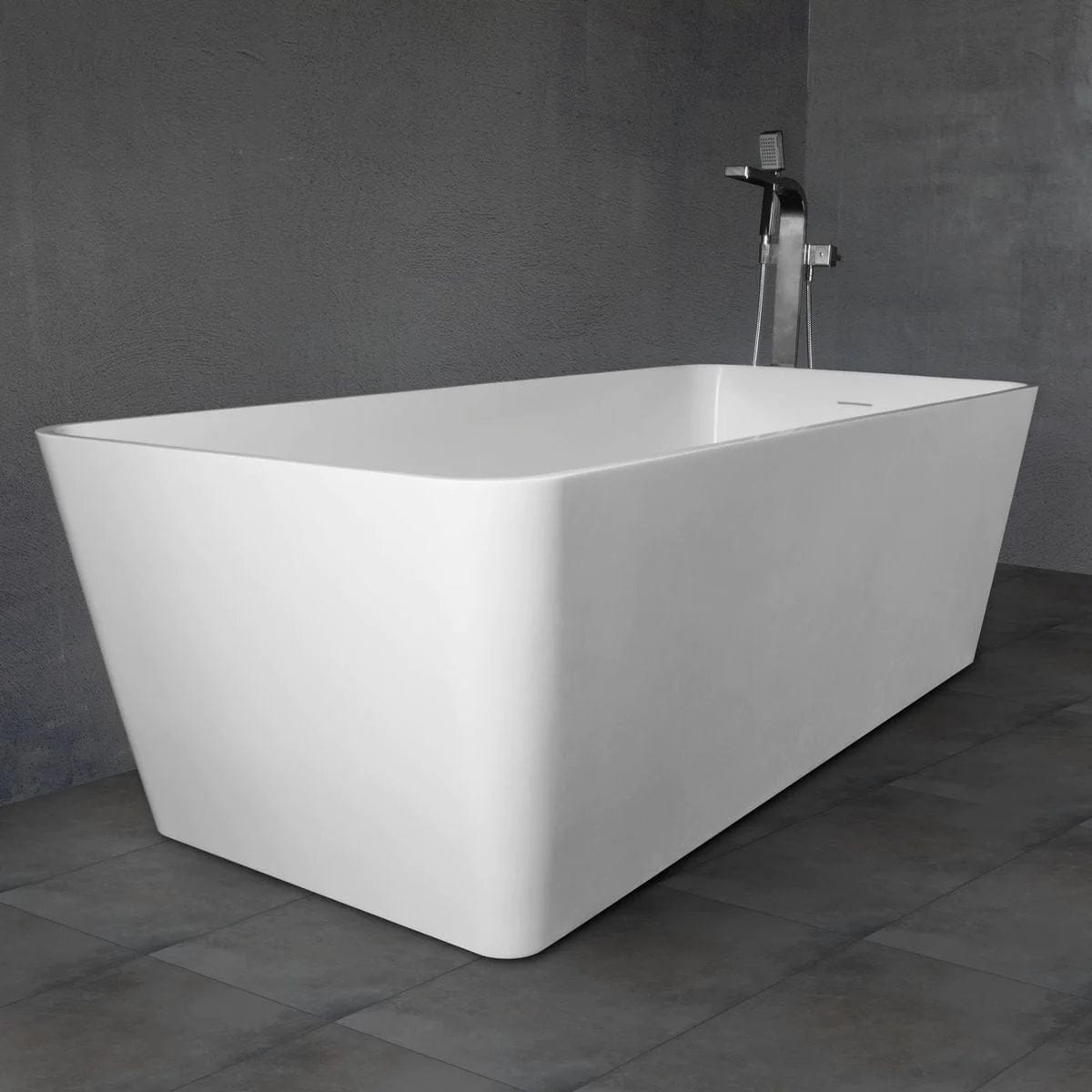 Vanity Art 67" or 59" Flatbottom Freestanding Solid Surface Resin Stone Bathtub Matte