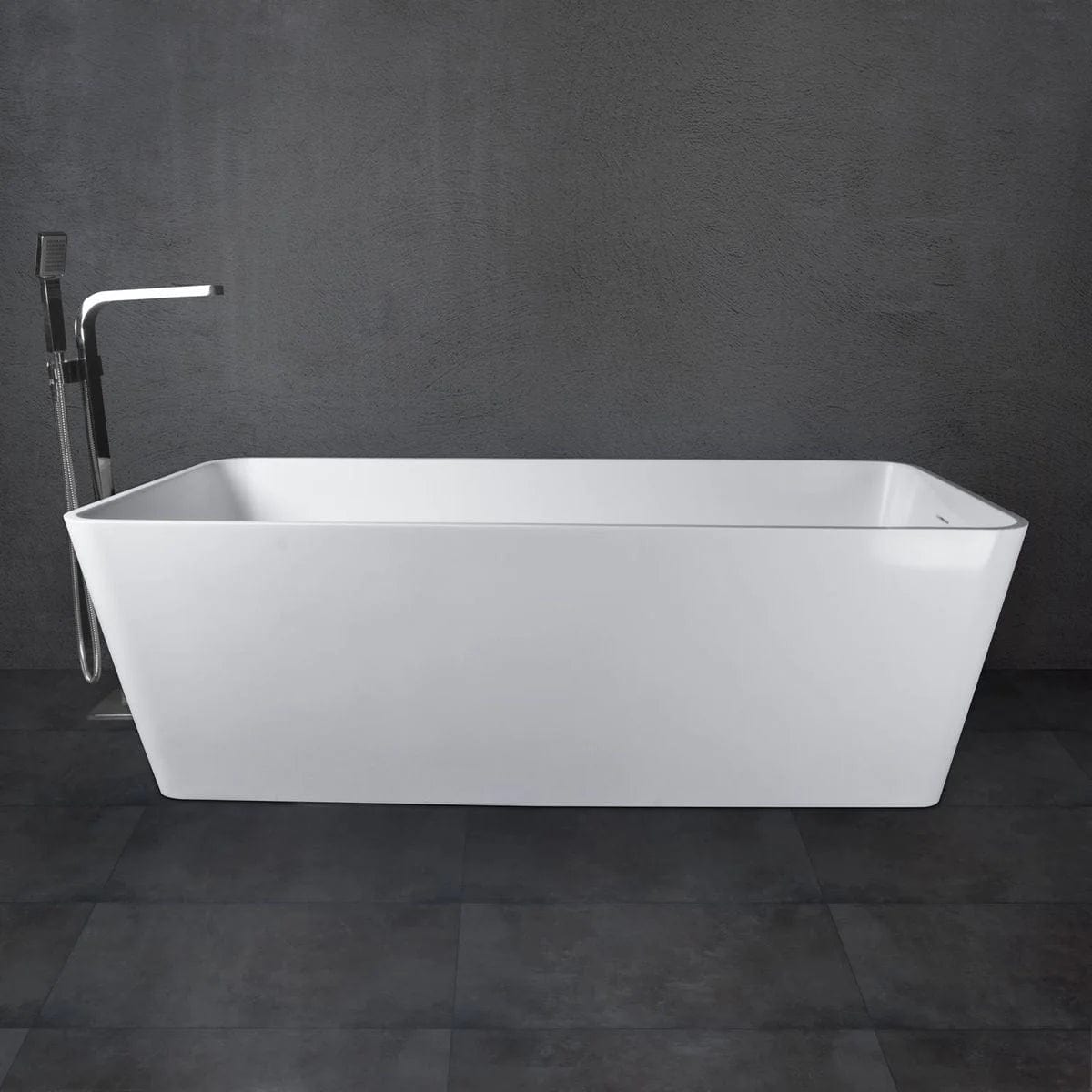 Vanity Art 67" or 59" Flatbottom Freestanding Solid Surface Resin Stone Bathtub Matte