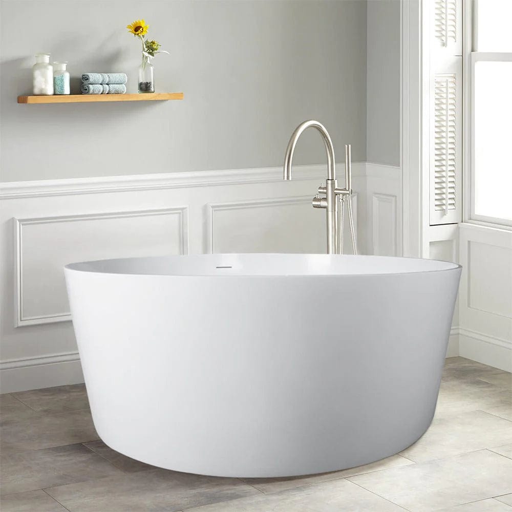 Vanity Art 55" X 55" Flatbottom Freestanding Solid Surface Resin Stone Bathtub