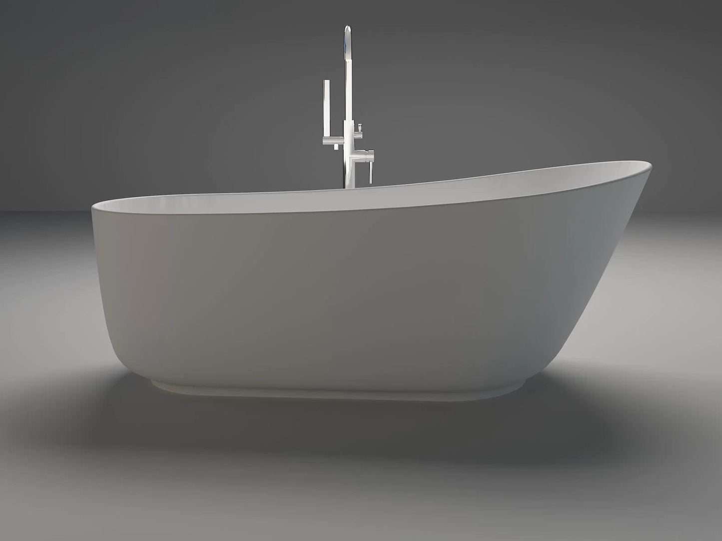 Vanity Art 67" or 59" Flatbottom Freestanding Solid Surface Resin Stone Bathtub Matte