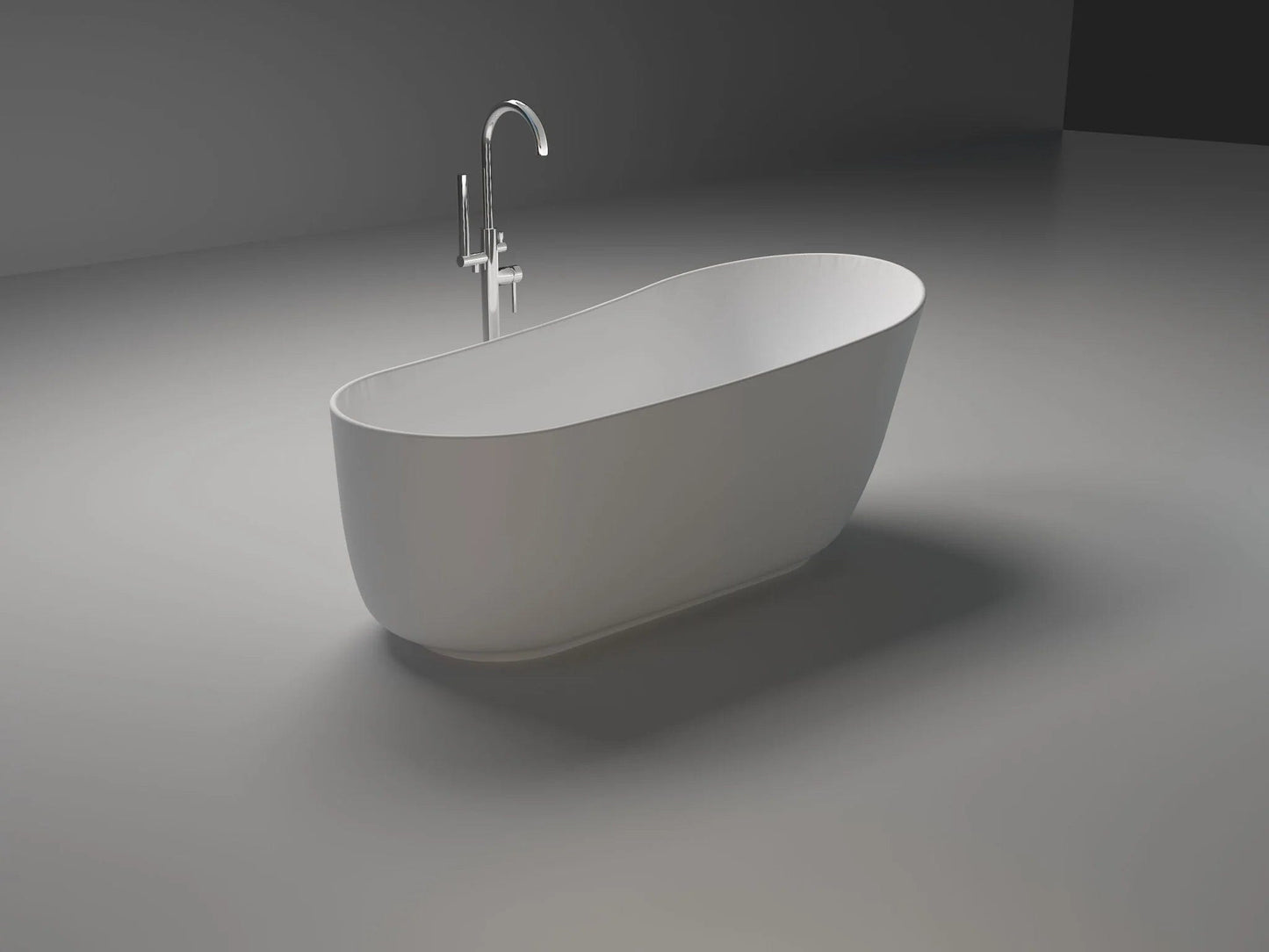 Vanity Art 67" or 59" Flatbottom Freestanding Solid Surface Resin Stone Bathtub Matte