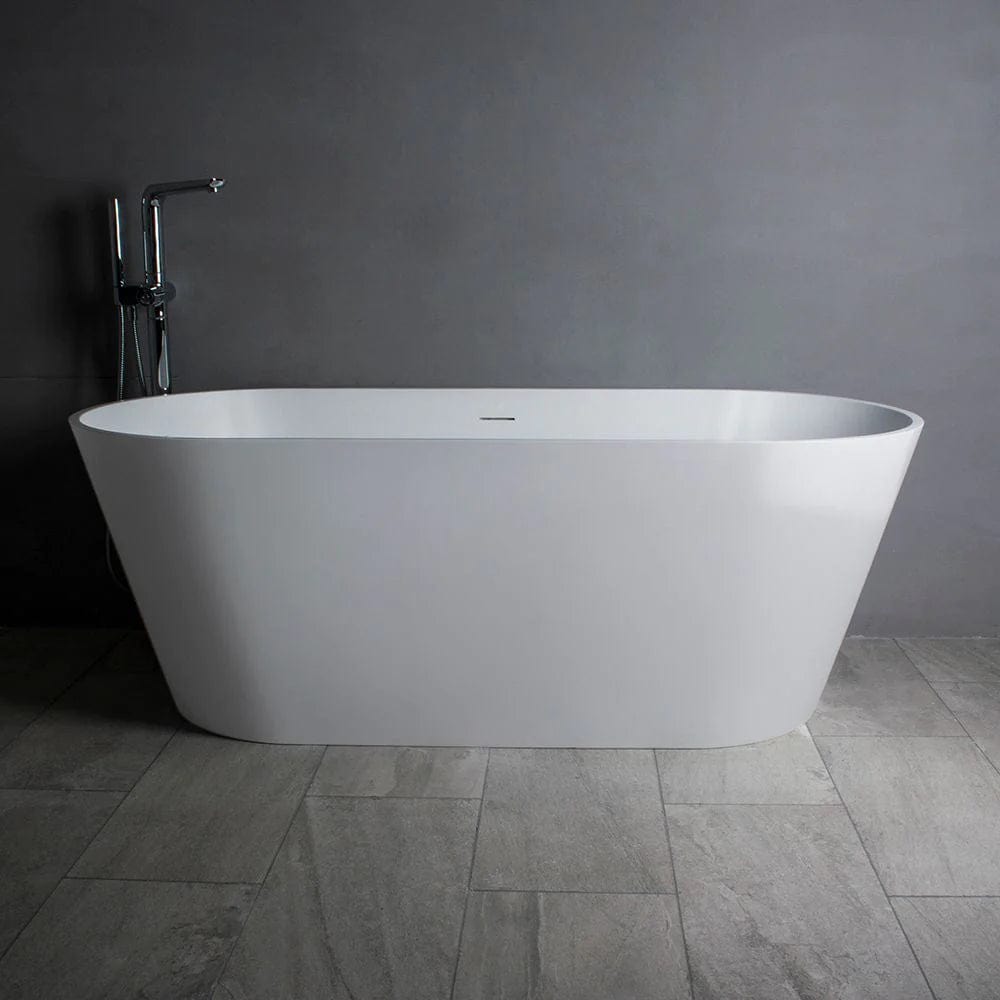 Vanity Art 65" or 59" Flatbottom Freestanding Solid Surface Resin Stone Bathtub Glossy