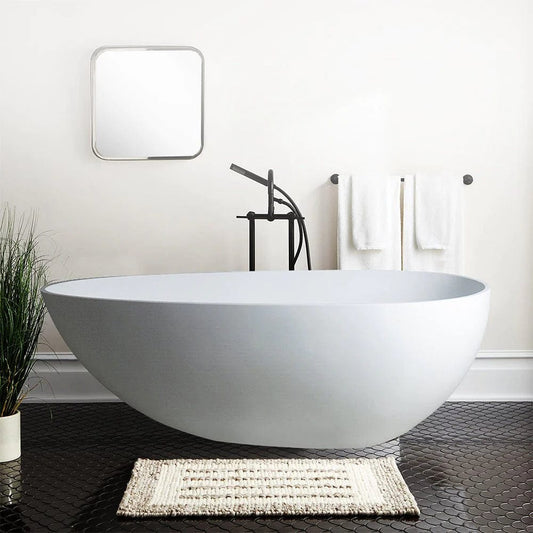 Vanity Art 67" or 59" Flatbottom Freestanding Solid Surface Resin Stone Bathtub Matte