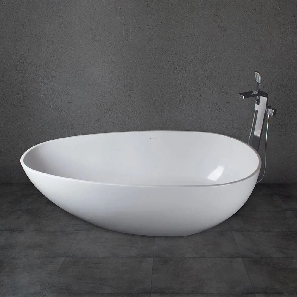 Vanity Art 67" or 59" Flatbottom Freestanding Solid Surface Resin Stone Bathtub Matte