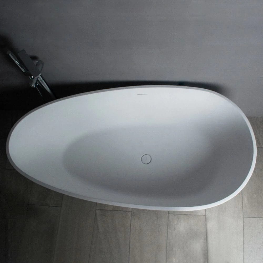 Vanity Art 67" or 59" Flatbottom Freestanding Solid Surface Resin Stone Bathtub Glossy