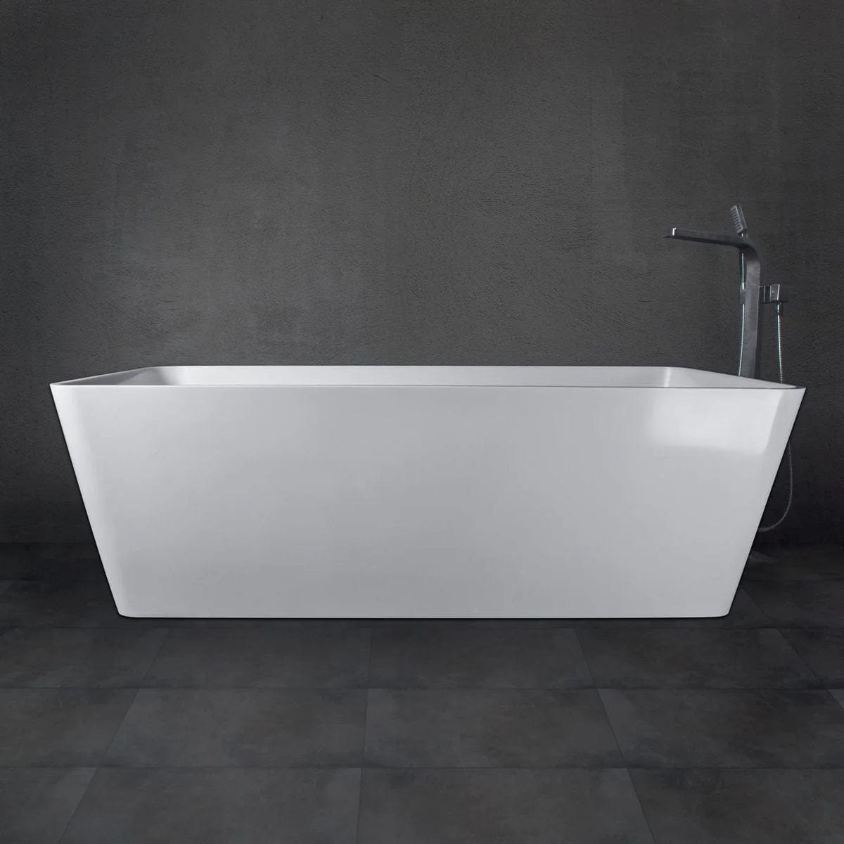 Vanity Art 67" or 59" Flatbottom Freestanding Solid Surface Resin Stone Bathtub Glossy