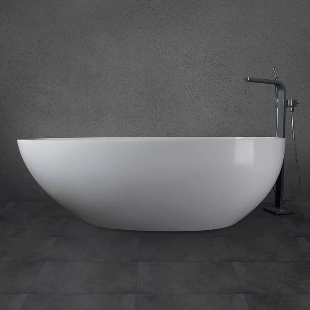 Vanity Art 67" or 59" Flatbottom Freestanding Solid Surface Resin Stone Bathtub Glossy