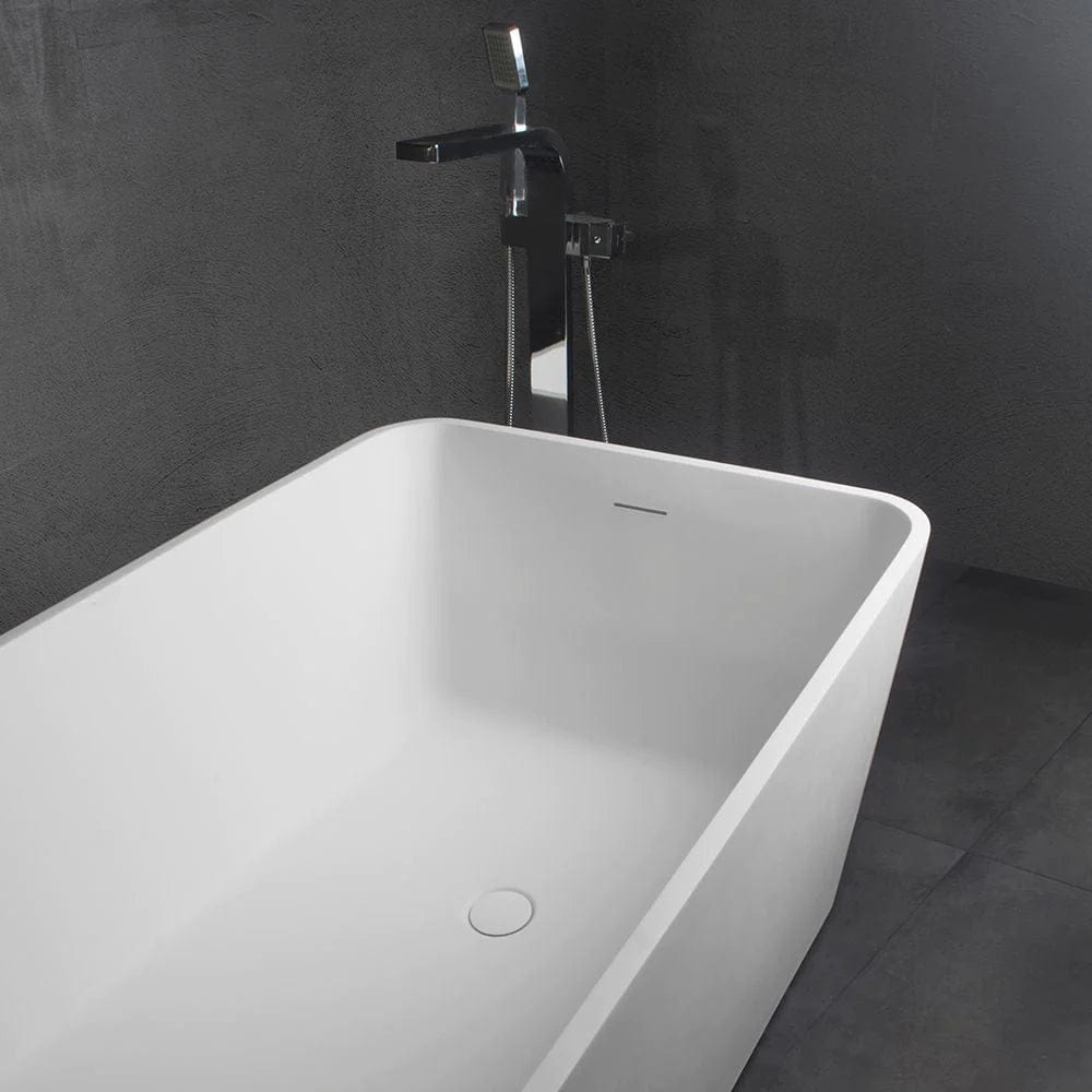 Vanity Art 67" or 59" Flatbottom Freestanding Solid Surface Resin Stone Bathtub Matte