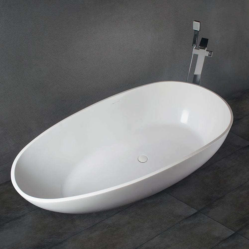 Vanity Art 67" or 59" Flatbottom Freestanding Solid Surface Resin Stone Bathtub Matte