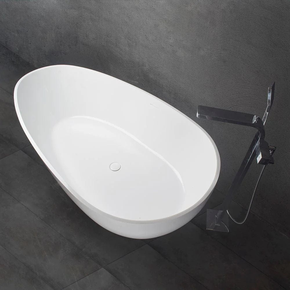 Vanity Art 67" or 59" Flatbottom Freestanding Solid Surface Resin Stone Bathtub Matte