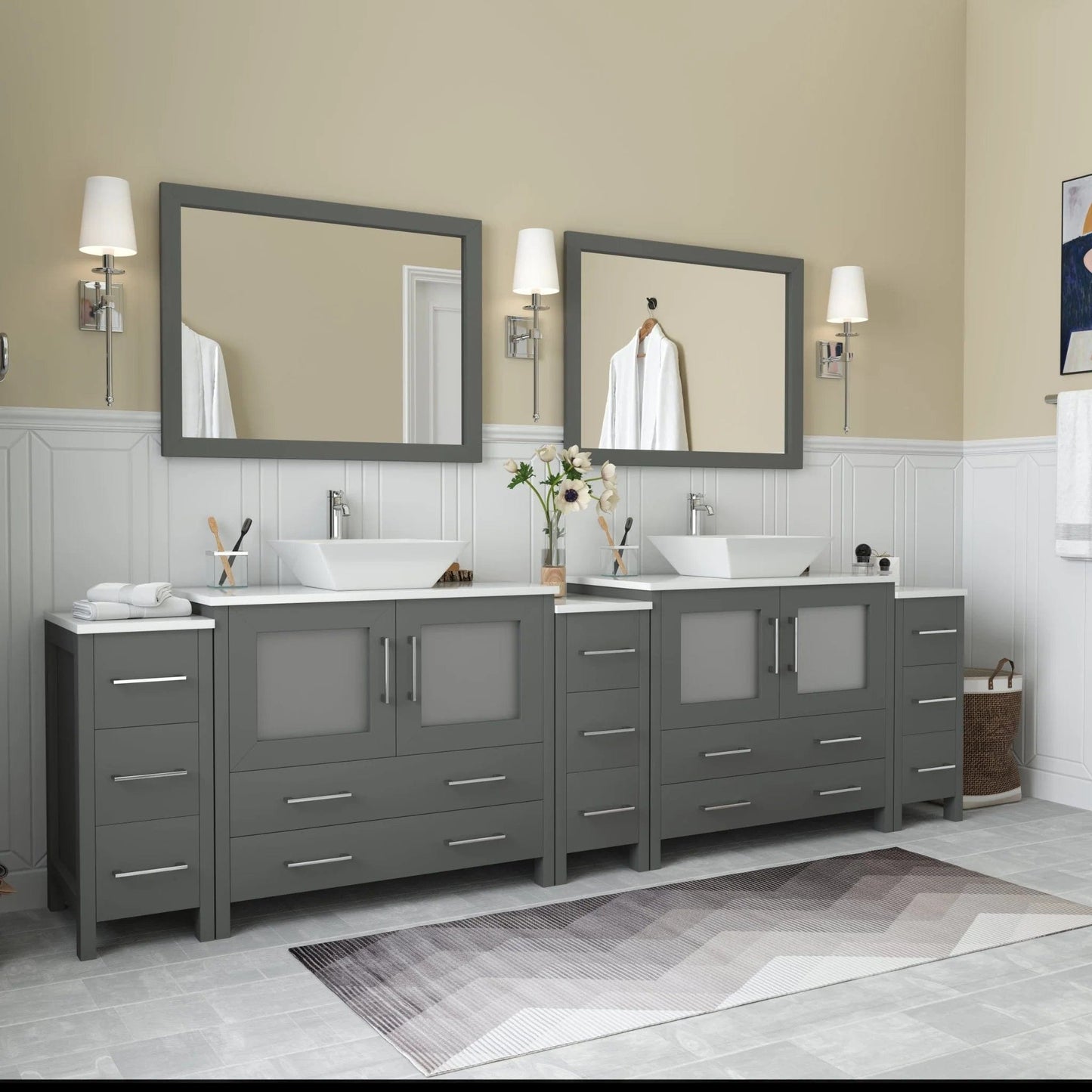 Vanity Art Ravenna 108" Double Sink Bathroom Vanity Combo Set