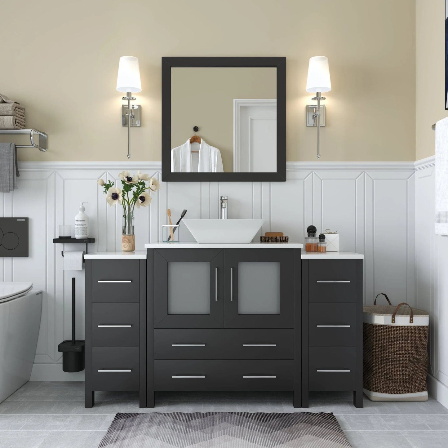 Vanity Art Ravenna 54" Single Sink Bathroom Vanity Combo Set