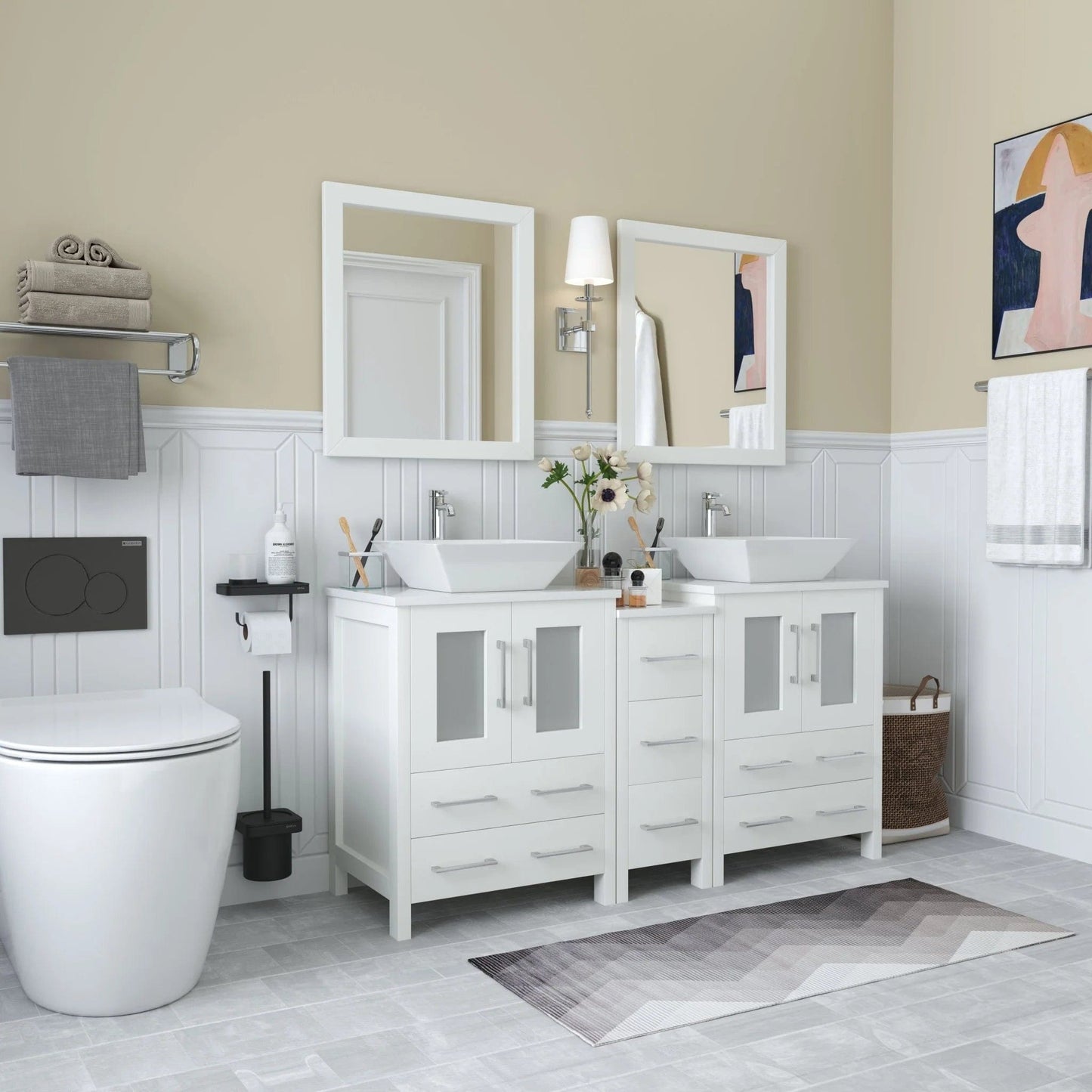 Vanity Art Ravenna 60" Double Sink Bathroom Vanity Combo Set