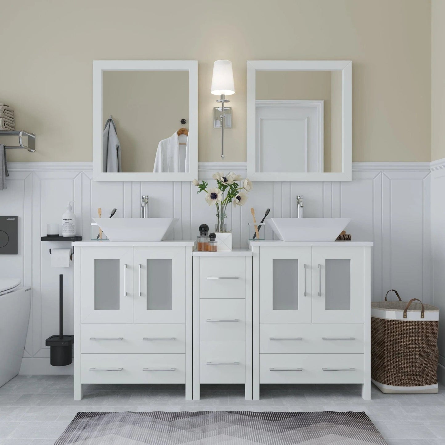 Vanity Art Ravenna 60" Double Sink Bathroom Vanity Combo Set