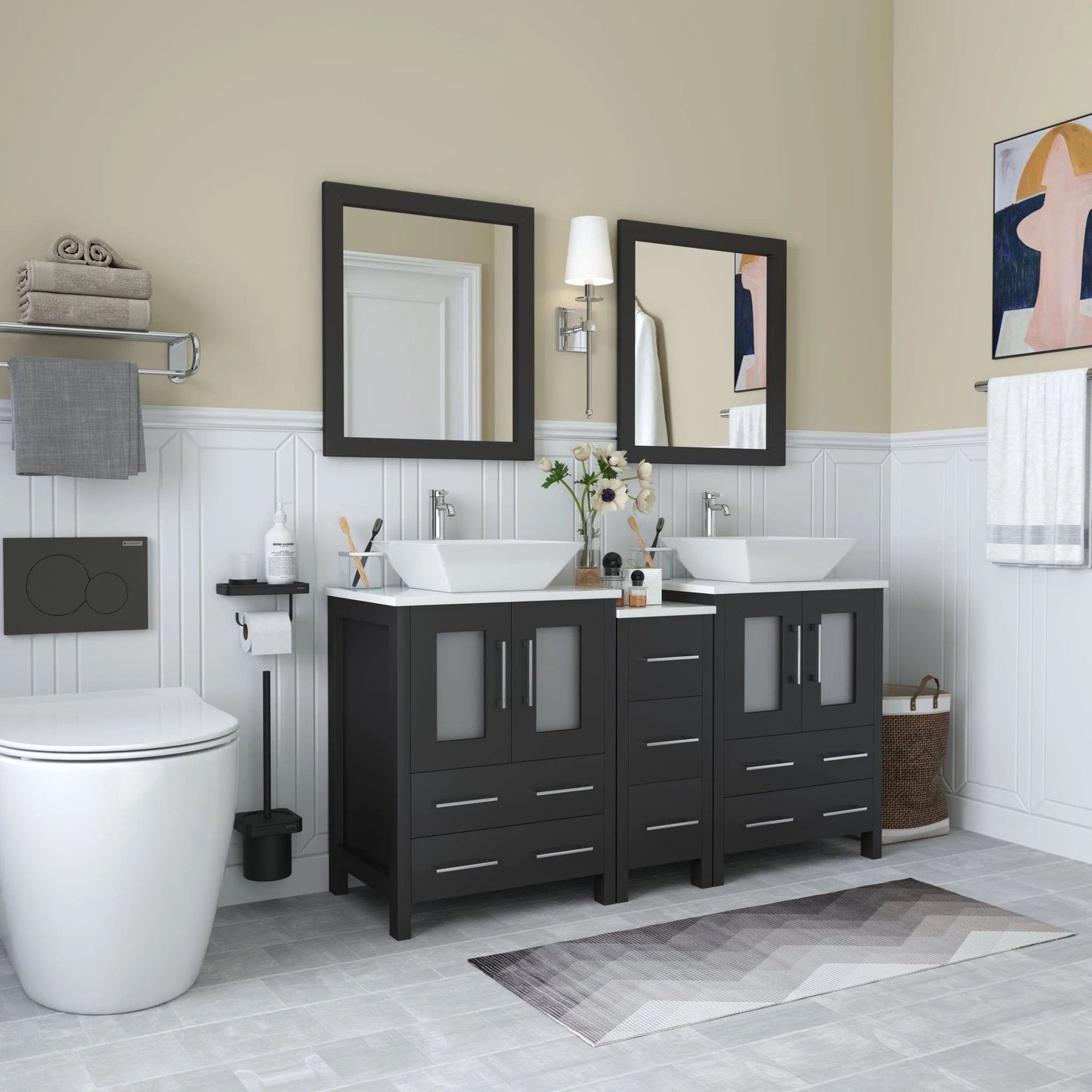 Vanity Art Ravenna 60" Double Sink Bathroom Vanity Combo Set