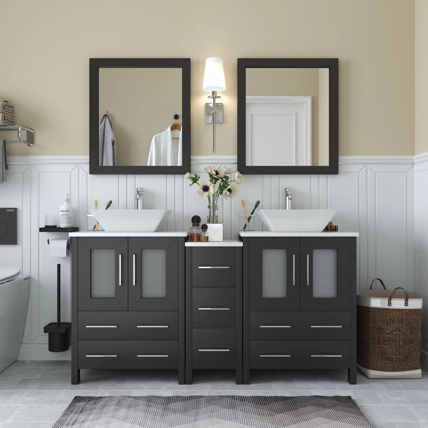 Vanity Art Ravenna 60" Double Sink Bathroom Vanity Combo Set