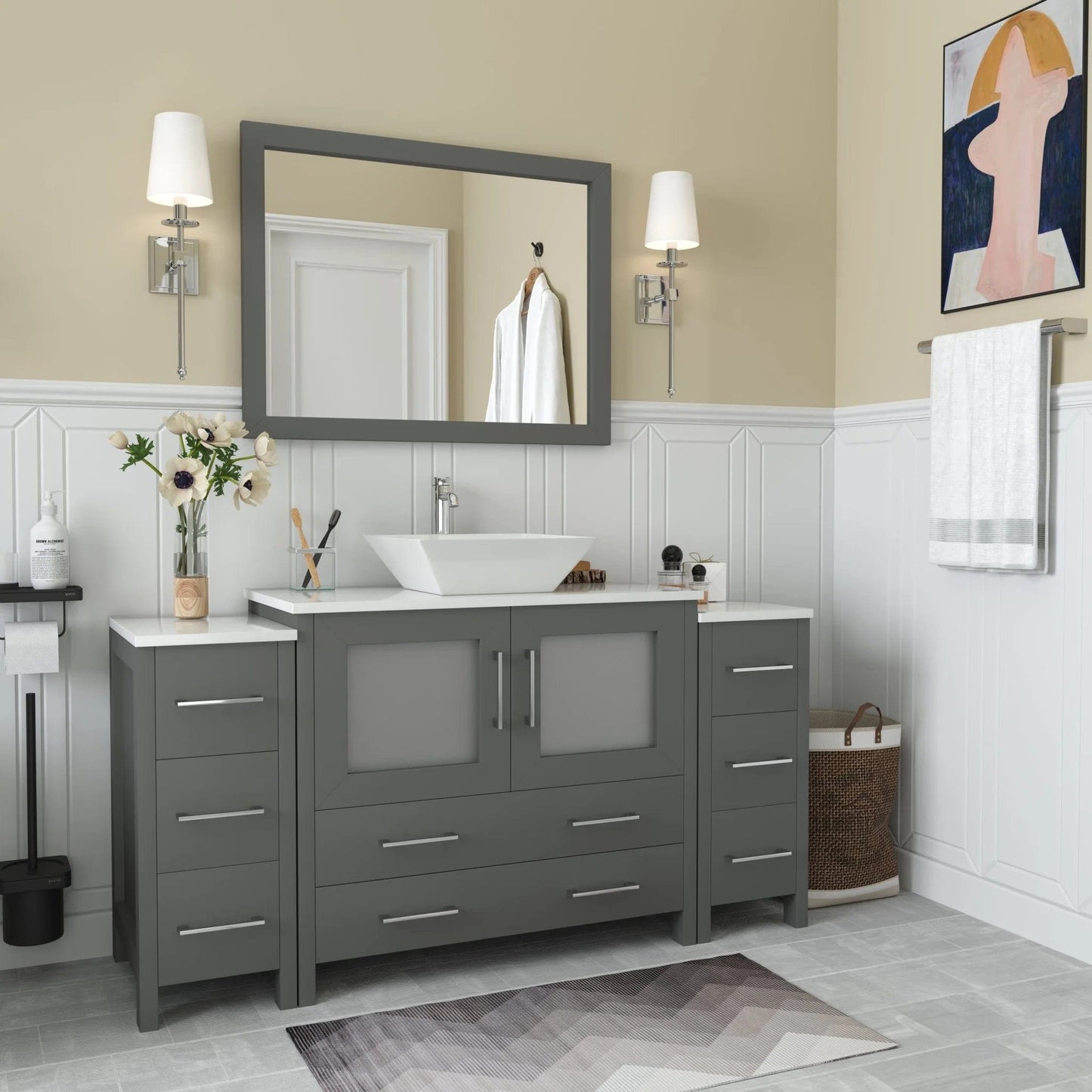 Vanity Art Ravenna 60" Single Sink Small Bathroom Vanity Set