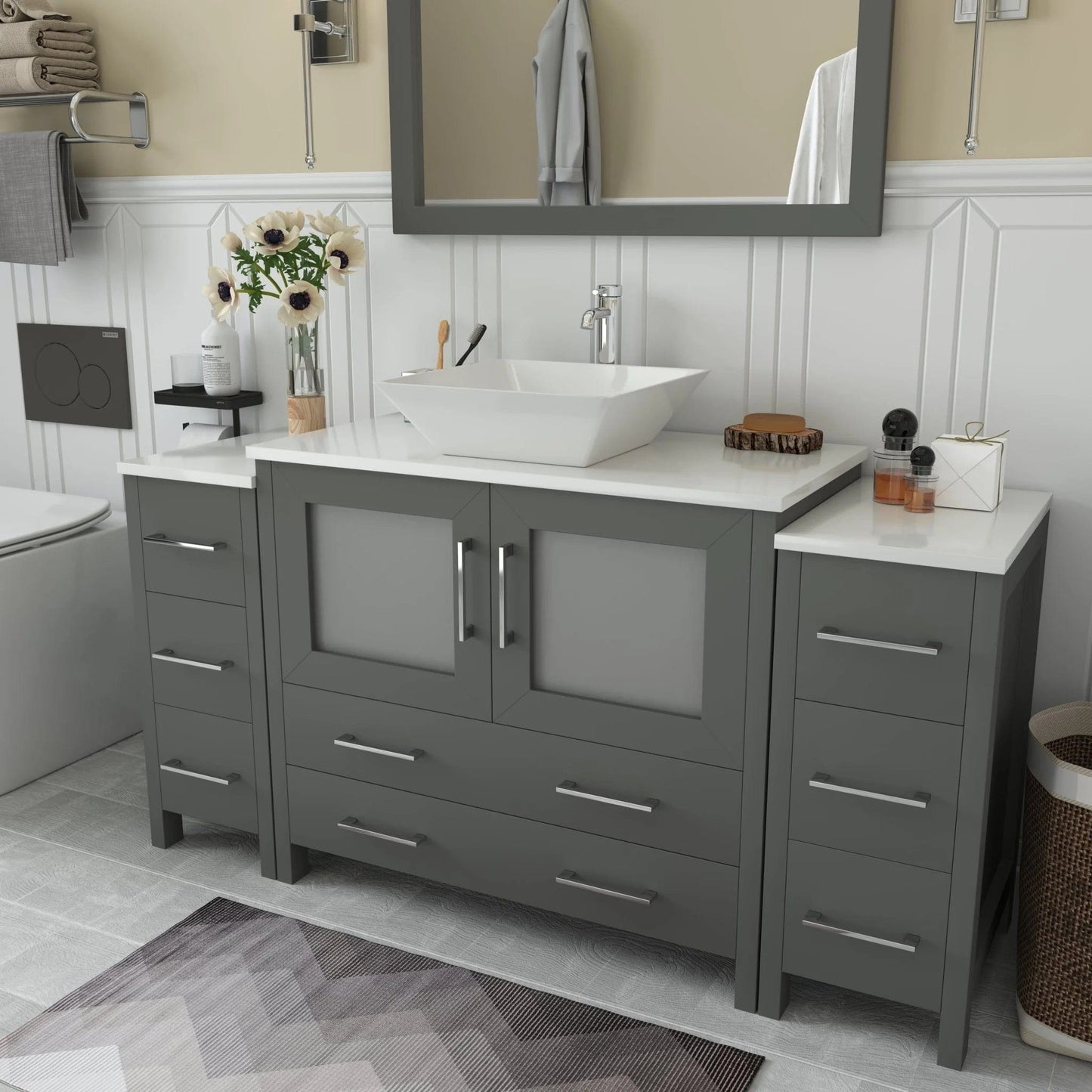 Vanity Art Ravenna 60" Single Sink Small Bathroom Vanity Set