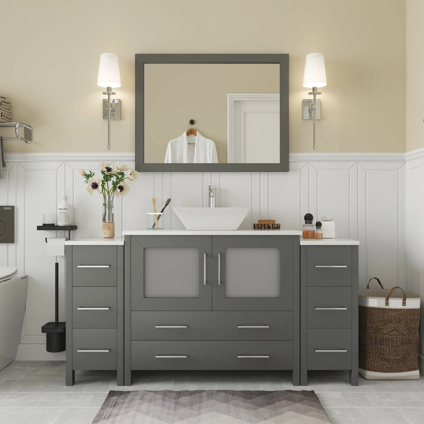 Vanity Art Ravenna 60" Single Sink Small Bathroom Vanity Set