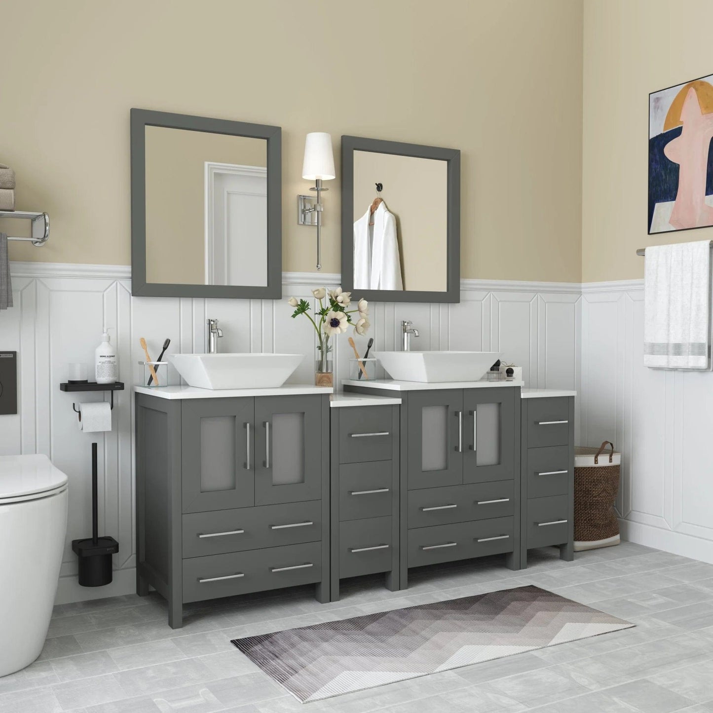 Vanity Art Ravenna 72" Double Sink Bathroom Vanity Combo Set