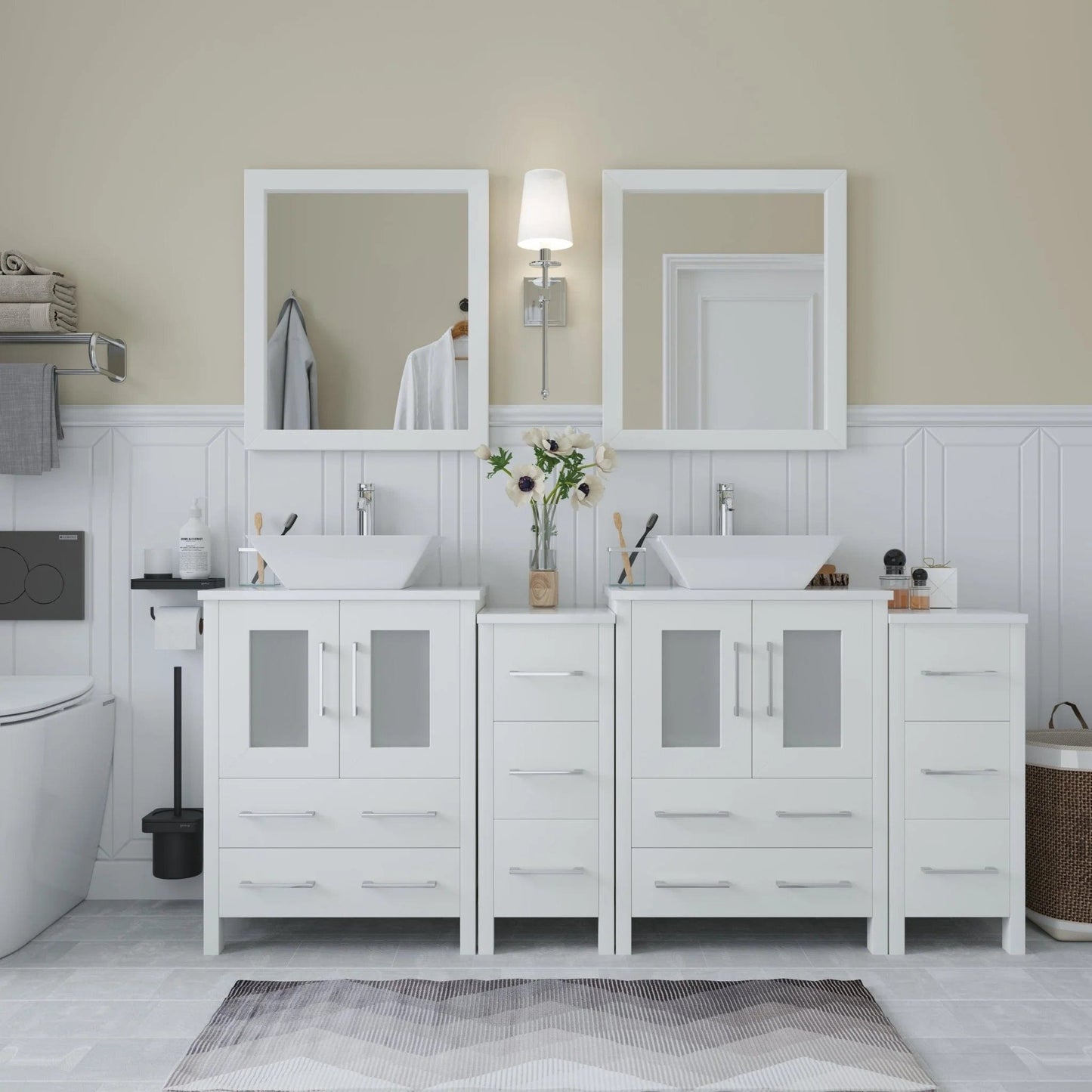 Vanity Art Ravenna 72" Double Sink Bathroom Vanity Combo Set