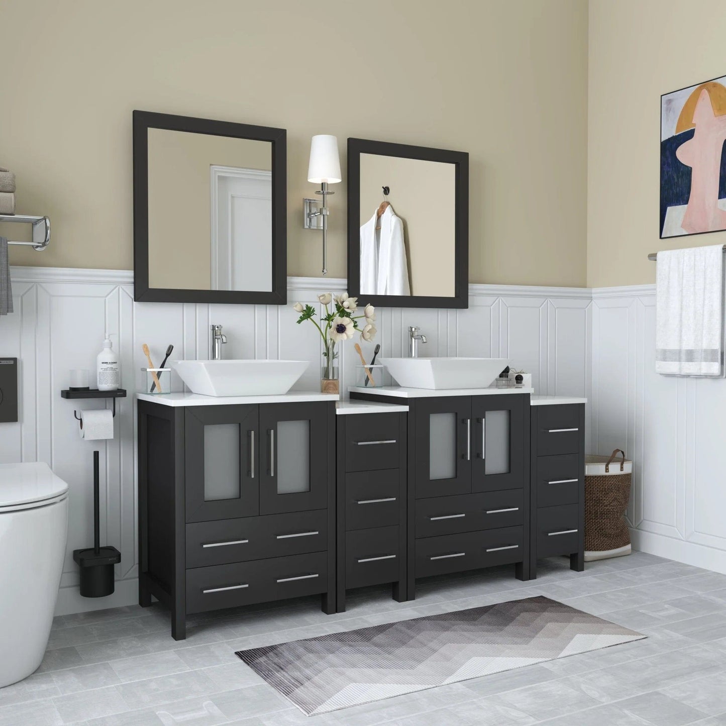 Vanity Art Ravenna 72" Double Sink Bathroom Vanity Combo Set