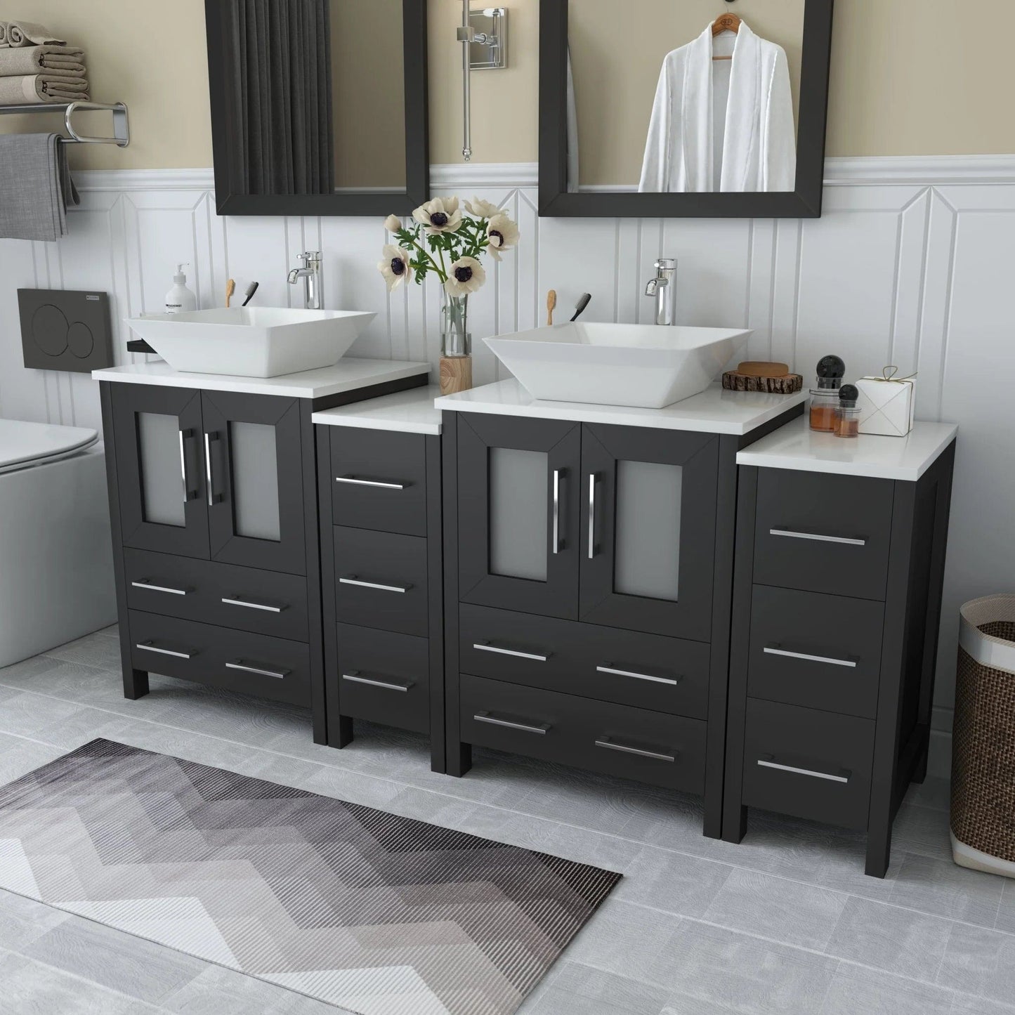 Vanity Art Ravenna 72" Double Sink Bathroom Vanity Combo Set