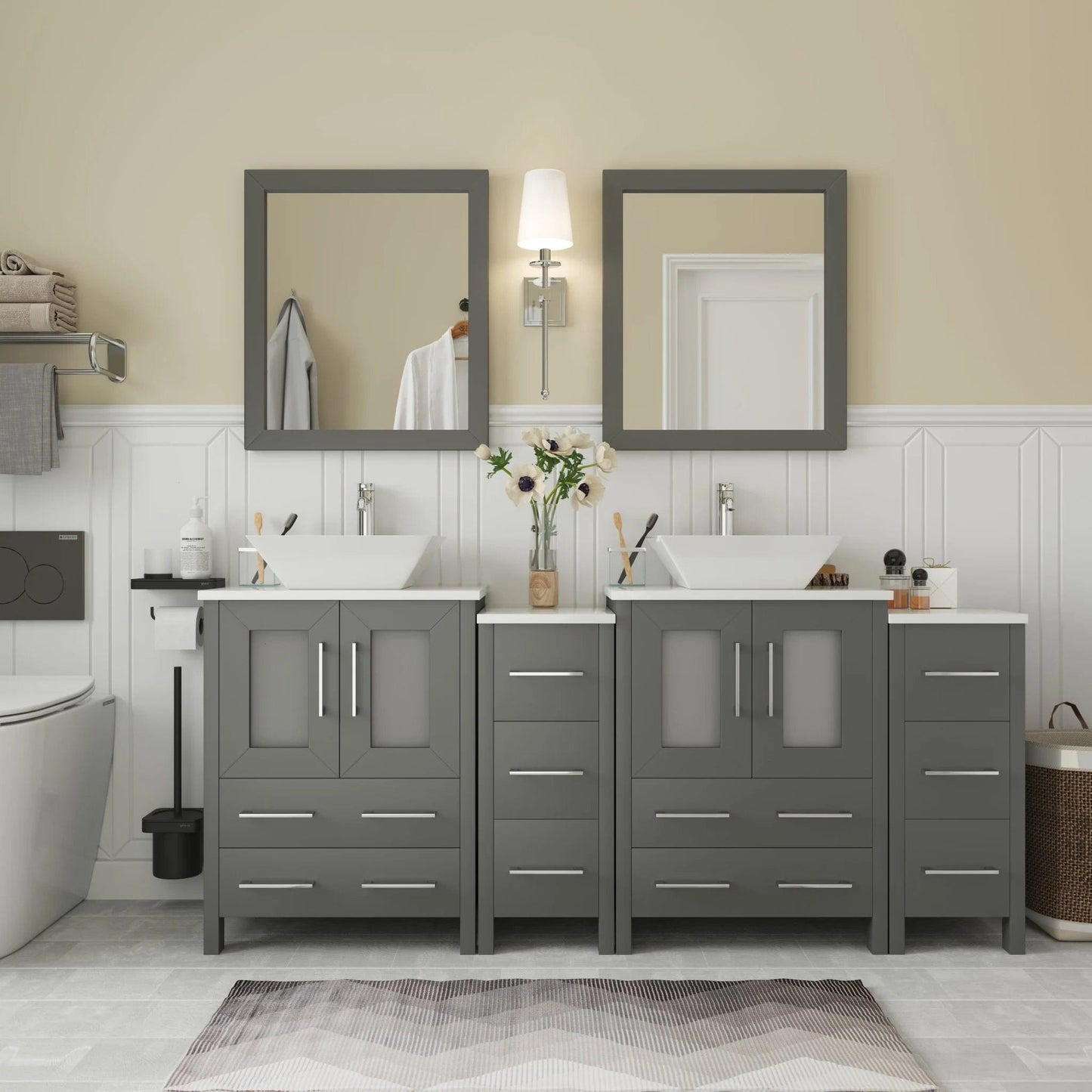 Vanity Art Ravenna 72" Double Sink Bathroom Vanity Combo Set