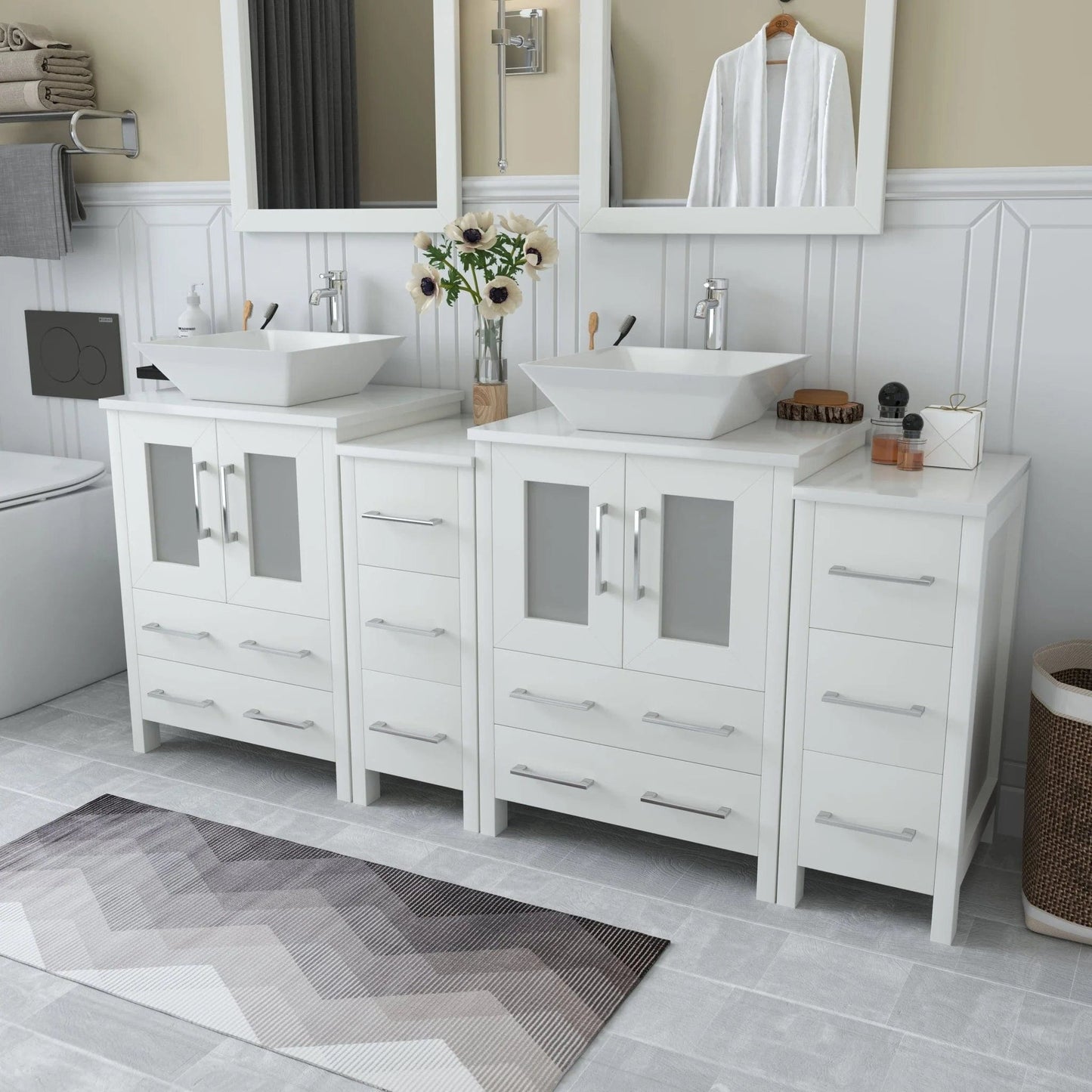 Vanity Art Ravenna 72" Double Sink Bathroom Vanity Combo Set