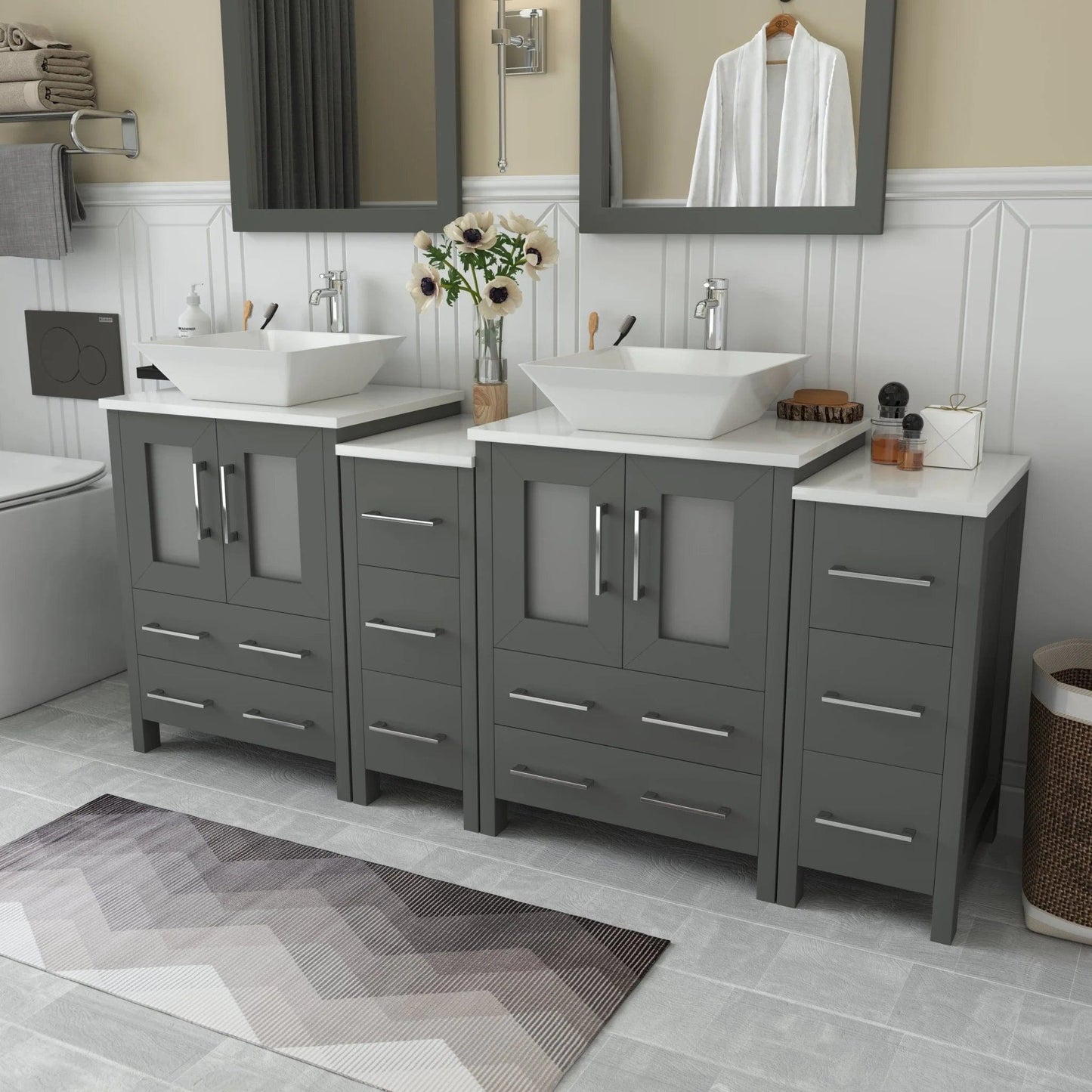 Vanity Art Ravenna 72" Double Sink Bathroom Vanity Combo Set