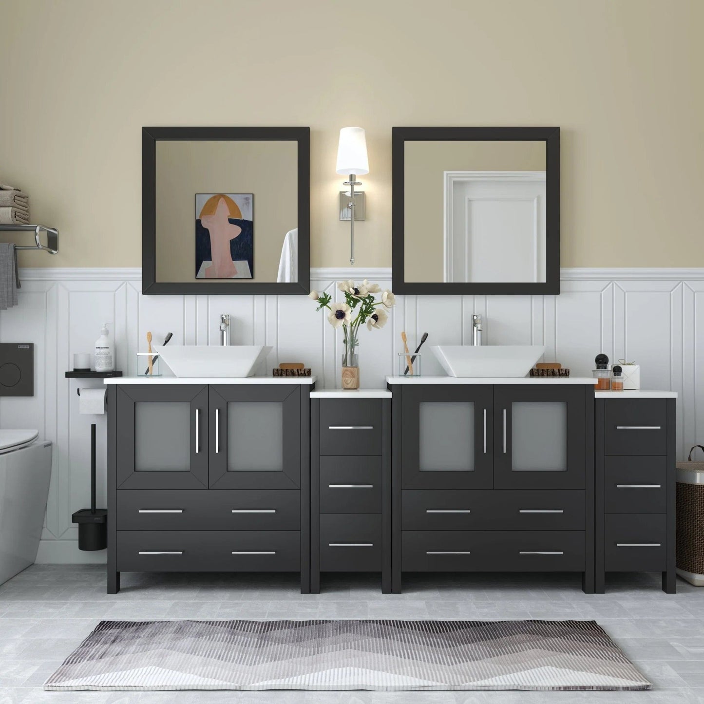 Vanity Art Ravenna 84" Double Sink Bathroom Vanity Combo Set