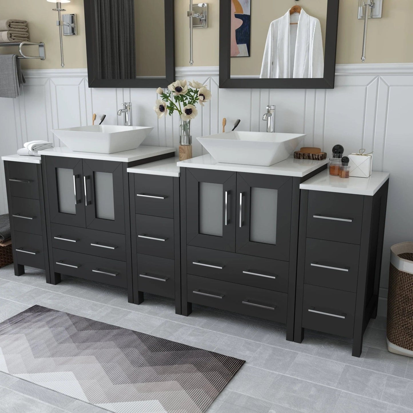 Vanity Art Ravenna 84" Double Sink Bathroom Vanity Combo Set