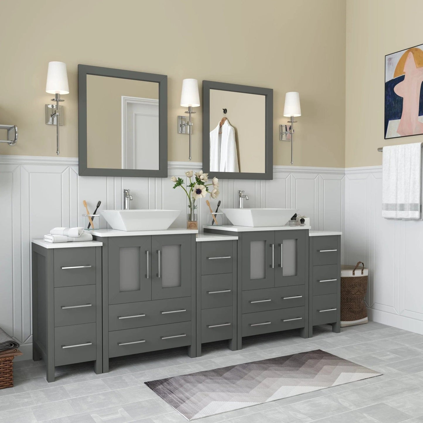 Vanity Art Ravenna 84" Double Sink Bathroom Vanity Combo Set