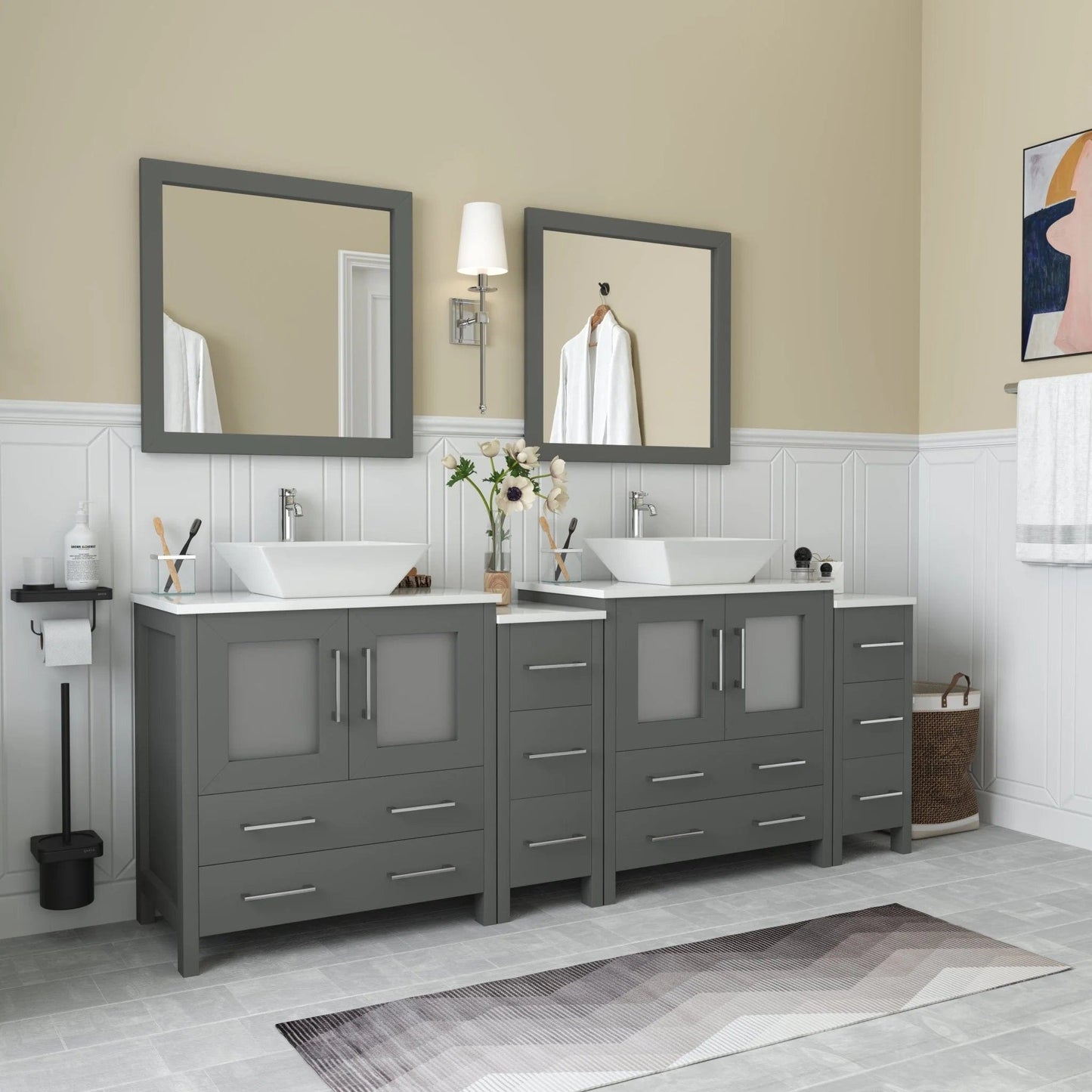 Vanity Art Ravenna 84" Double Sink Bathroom Vanity Combo Set